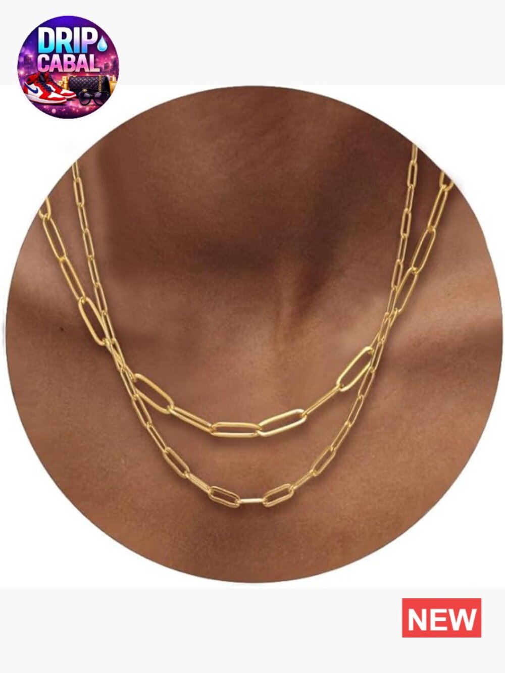 18k Gold Plated Paperclip Chain Link Necklace Set Dainty Layered Necklaces